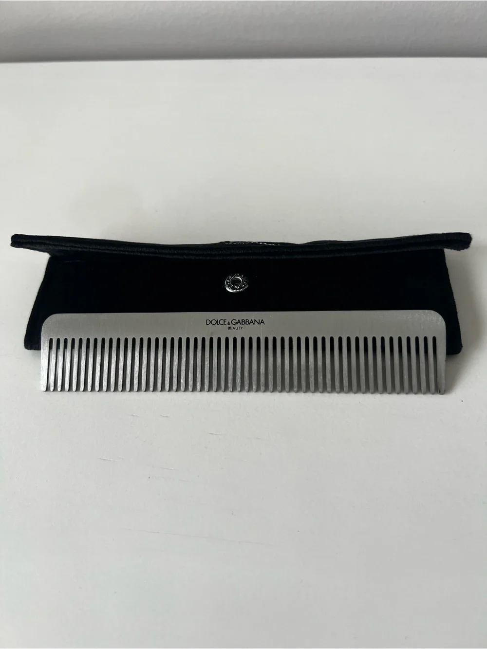 Dolce & Gabbana Silver Metal Men's Comb with Black Pouch